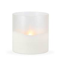 View 6" x 6" Frosted Glass Outdoor Battery Operated Illumaflame LED Wax Candle Light with Timer