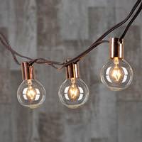 Gerson 10 Light Brown Wire G50 Clear Electric Patio Light String
