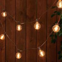 Gerson 10 Light Brown Wire G50 Clear Electric Patio Light String