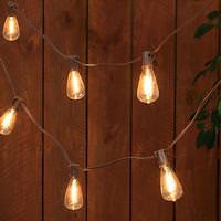 Gerson 10 Light Brown Wire ST38 Clear Electric Patio Light String