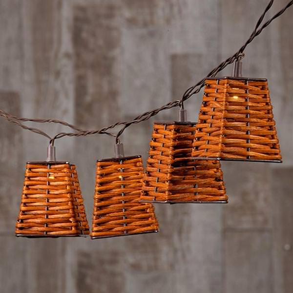 10 Light Brown Wire Solar Clear ST40 Spiral Wire Rocket LED Light String