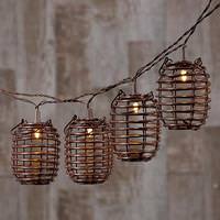 Gerson 10 Light Brown Wire Solar Clear ST40 Spiral Wire Rocket LED Light String
