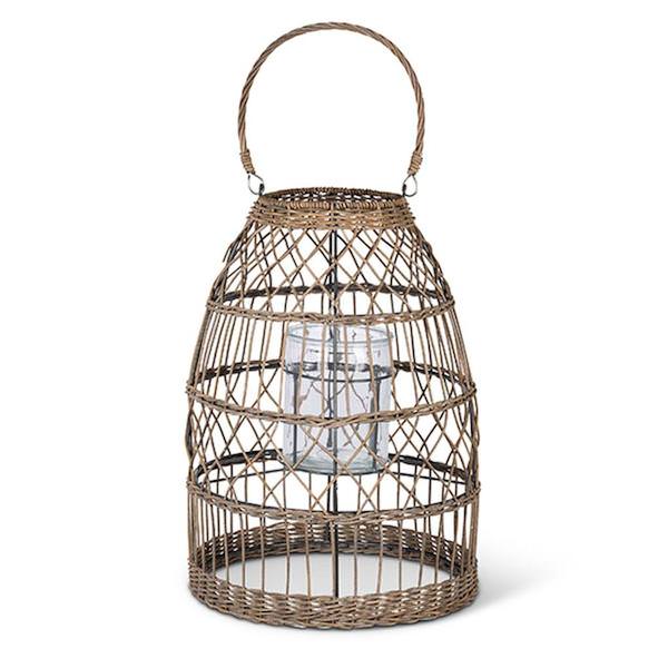 17.7" Distressed Lantern with Glass Tube