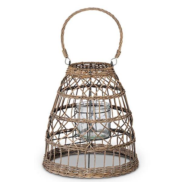 13.4" Distressed Lantern with Glass Tube