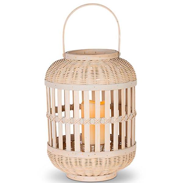 13.4" Bamboo Battery Operated LED Candle with Timer