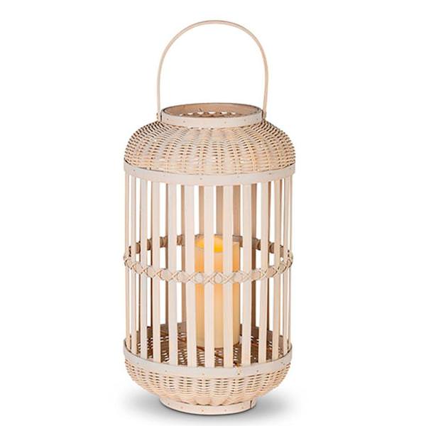 17" Bamboo Battery Operated LED Candle with Timer