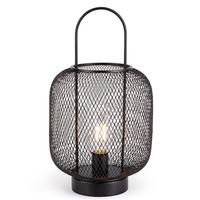 Gerson 12.2" Black Metal Battery Operated LED Lantern with Timer