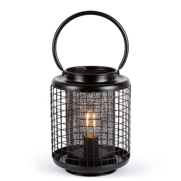 7.7" Black Metal Battery Operated LED Lantern with Timer