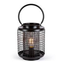 Gerson 7.7" Black Metal Battery Operated LED Lantern with Timer