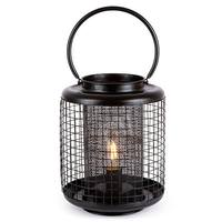 Gerson 8.9" Black Metal Battery Operated LED Lantern with Timer