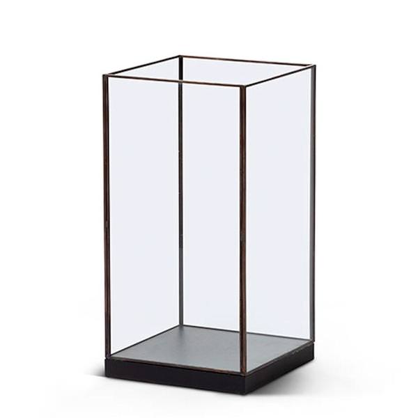 12" Black Metal Candle Holder with Glass Sides
