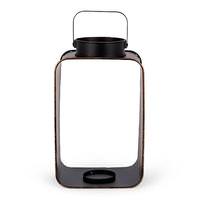 Gerson 13" Black Metal Candle Holder with Glass Sides