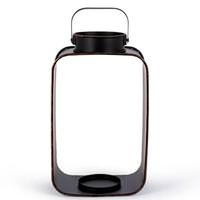 Gerson 11" Black Metal Candle Holder with Glass Sides