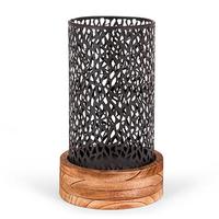 Gerson 12" Rustic Brown Wood Base Lantern
