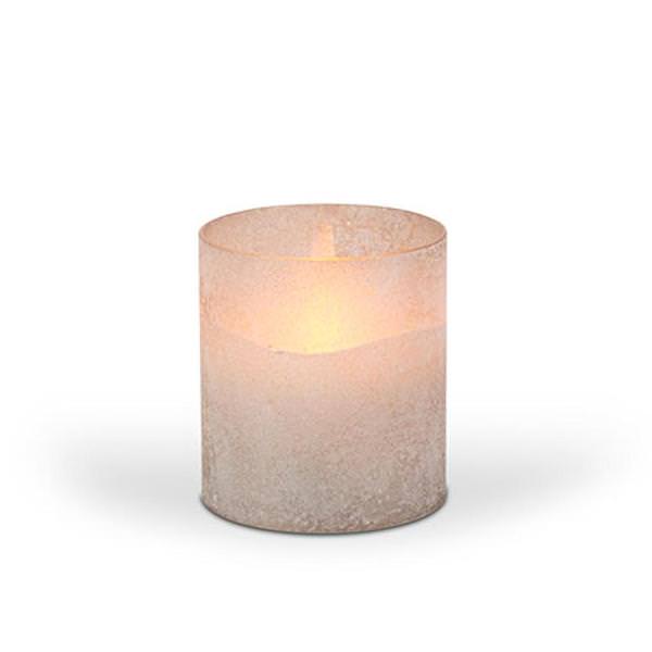 3.5" x 4" Gray Frosted Glass Outdoor Battery Operated Illumaflame LED Wax Candle Light with Timer