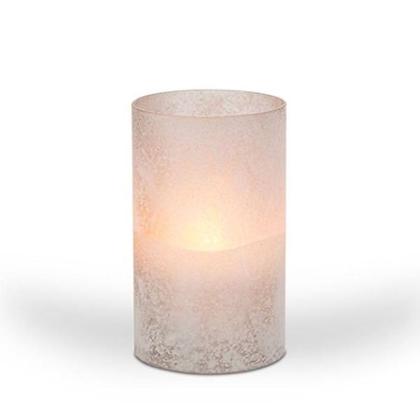 3.5" x 6" GrayFrosted Glass Outdoor Battery Operated Illumaflame LED Wax Candle Light with Timer