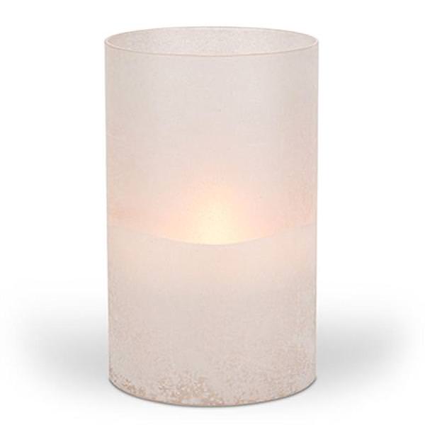 5" x 8" GrayFrosted Glass Outdoor Battery Operated Illumaflame LED Wax Candle Light with Timer