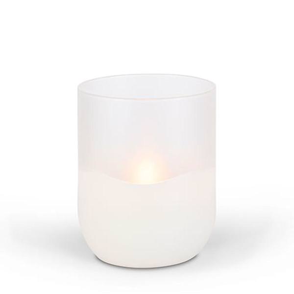4.7" x 6" Frosted Glass Outdoor Battery Operated Illumaflame LED Wax Candle Light with Timer