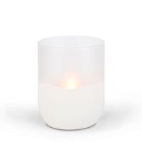 Gerson 4.7" x 6" Frosted Glass Outdoor Battery Operated Illumaflame LED Wax Candle Light with Timer