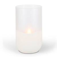 Gerson 4.7" x 8" Frosted Glass Outdoor Battery Operated Illumaflame LED Wax Candle Light with Timer