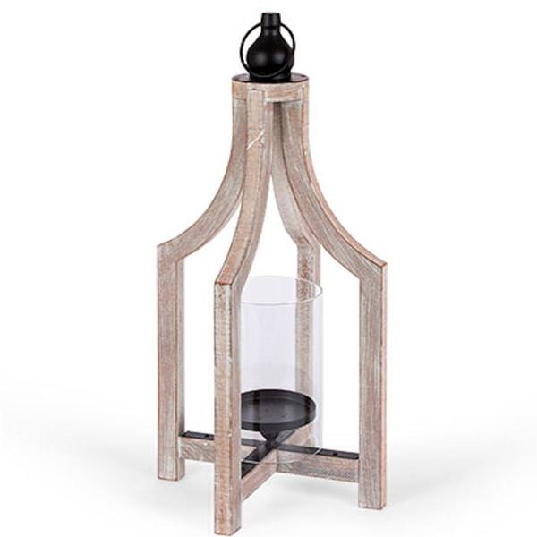 16" Wood Lantern with Glass Tube