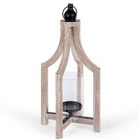 Gerson 16" Wood Lantern with Glass Tube