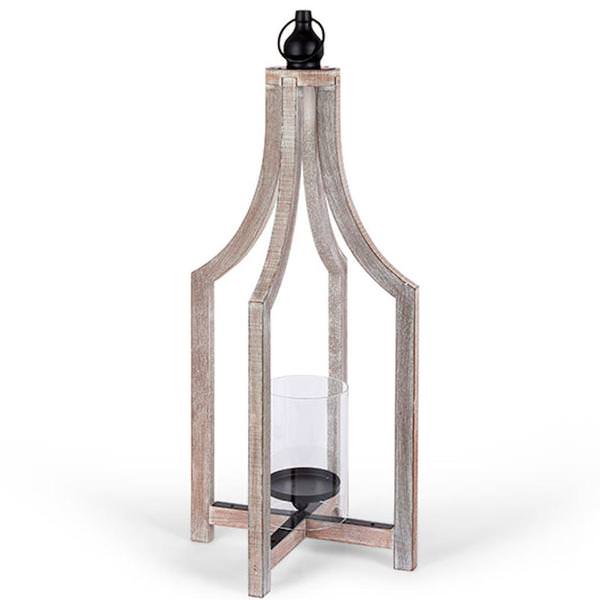 22" Wood Lantern with Glass Tube