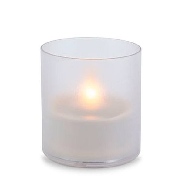 4.5" 4.3" Frosted Glass Outdoor Battery Operated Illumaflame LED Wax Candle Light with Timer