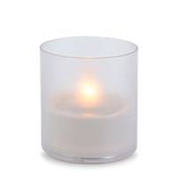 View 4.5" 4.3" Frosted Glass Outdoor Battery Operated Illumaflame LED Wax Candle Light with Timer