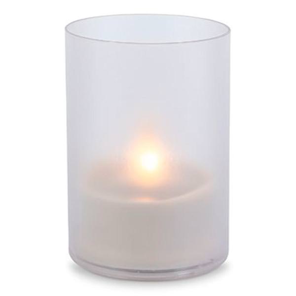 6.1" 4.3" Frosted Glass Outdoor Battery Operated Illumaflame LED Wax Candle Light with Timer