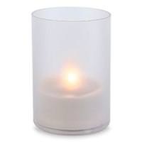 Gerson 6.1" 4.3" Frosted Glass Outdoor Battery Operated Illumaflame LED Wax Candle Light with Timer