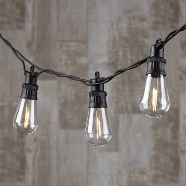 10 Black Garland with Shade Clear Electric Patio Light String
