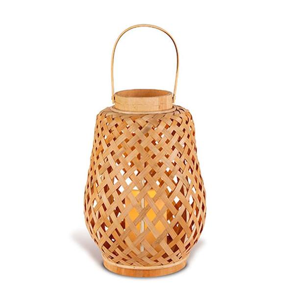 11.8" Bamboo Battery Operated LED Candle with Timer