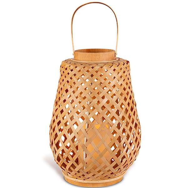 15.75" Bamboo Battery Operated LED Candle with Timer