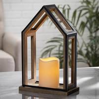 Gerson 12.4" Wood Battery Operated LED Candle with Timer