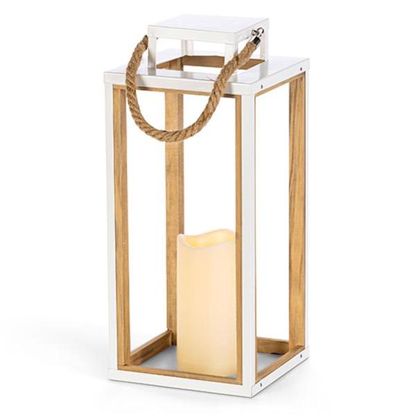 15.4" Wood Battery Operated LED Candle with Timer