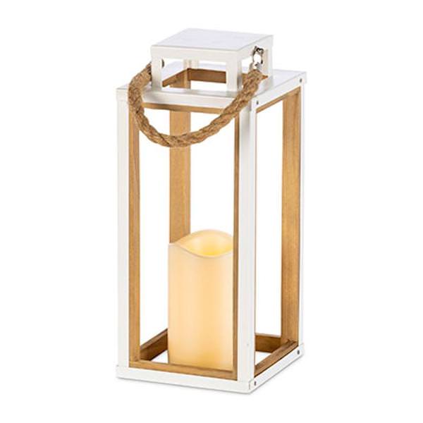 11.8" Wood Battery Operated LED Candle with Timer