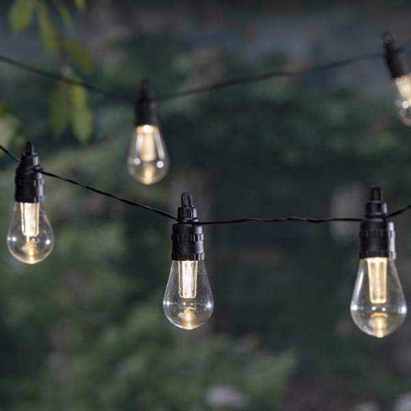 10 Black Garland with Shade Clear Electric Patio Light String