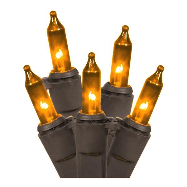 100 Light 25' Brown Wire Orange String Lights