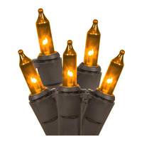 Gerson 100 Light 25' Brown Wire Orange String Lights