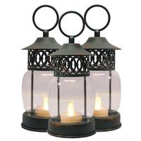 Gerson 8" Battery Operated Lighted Lanterns with Timer & Remote Control (Set of 3)