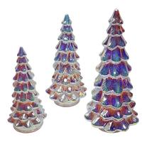 Gerson 14" Iridescent Color Changing Twinkling Battery Operated Lighted Tree (Set of 3)