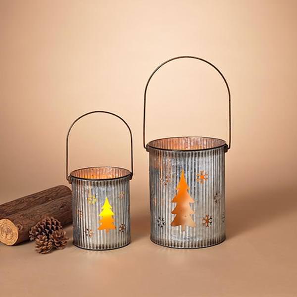 10.6" Tree Design Nesting Lantern (Set of 2)