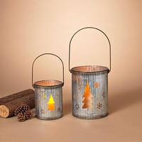 Gerson 10.6" Tree Design Nesting Lantern (Set of 2)