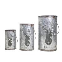 Gerson 15.75" Metal Deer Design Nesting Lantern (Set of 3)