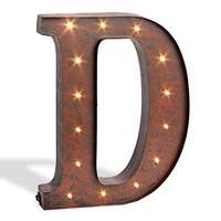 Gerson 12" Rustic Brown Metal Battery Operated LED Lighted Letter "D" with Timer