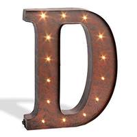 Gerson 12" Rustic Brown Metal Battery Operated LED Lighted Letter "D" with Timer