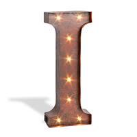 Gerson 12" Rustic Brown Metal Battery Operated LED Lighted Letter "I" with Timer