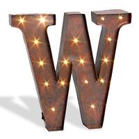 Gerson 12" Rustic Brown Metal Battery Operated LED Lighted Letter "W" with Timer