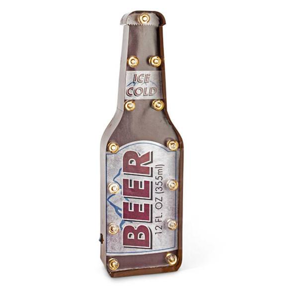 23.6" Metal Battery Operated LED Lighted "BEER" Sign with Timer